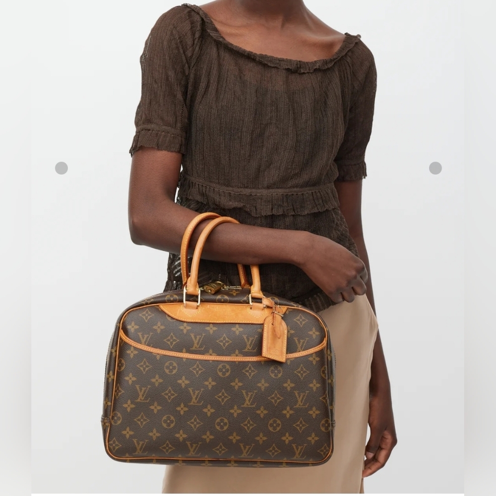 🇨🇵Louis Vuitton Signature Monogram Brown Deauville Large Handbag - Picture 3 of 17